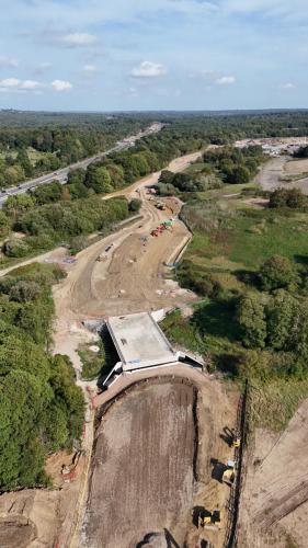 new bridge at west of airfield as part of A3/Wisley redevelopment - October 2023